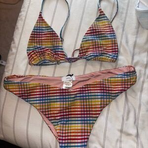 Onia Multicolor Plaid Bikini
